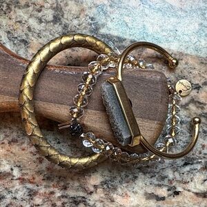 Elegant Gold and Silver Bracelet Set